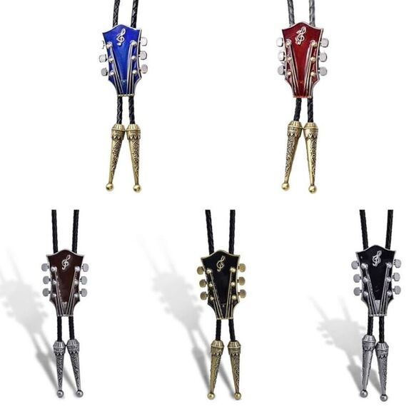 Music Lovers Black Bolo Tie Mens Casual Western Cowboy Accessory New - Picture 6 of 6